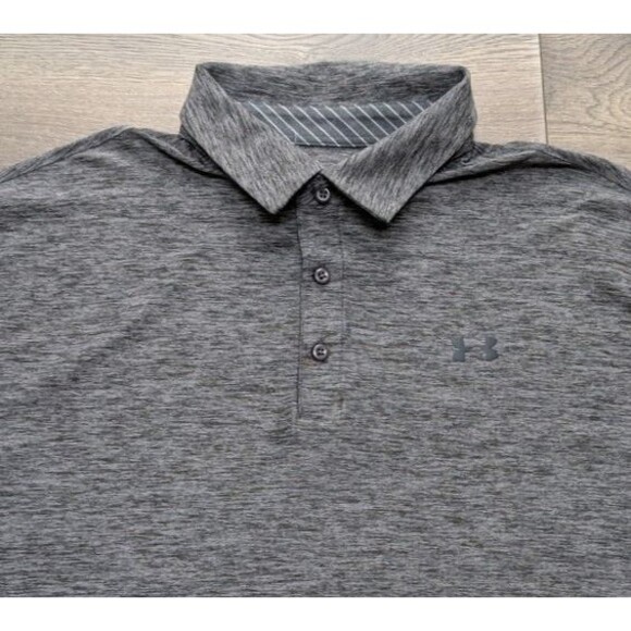 Under Armour Mens Sz XXL  Polo Shirt Golf The Heat Gear Loose Gray Short Sleeve - Picture 1 of 4